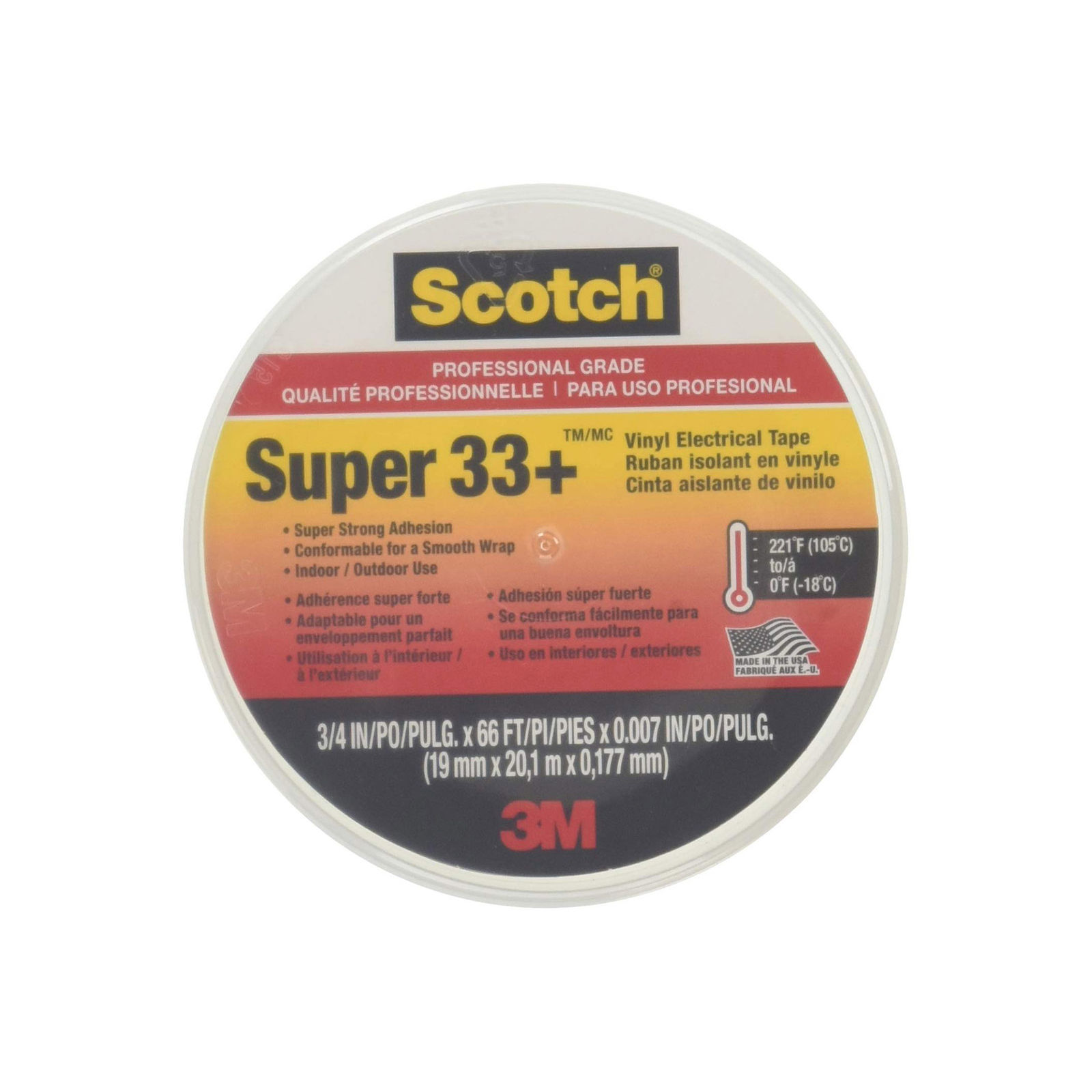 een beetje sensor temperen Scotch Super 33+ Vinyl Electrical Tape, 3/4 in x 66 ft | The Tape Warehouse